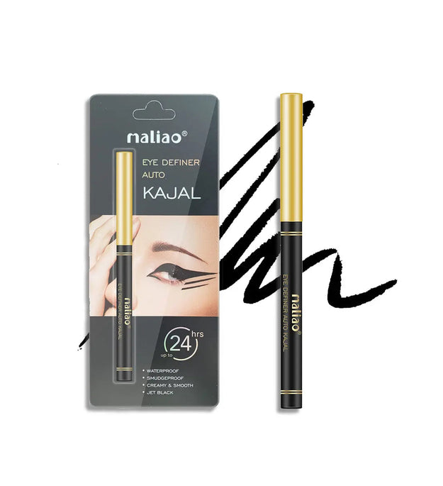 Maliao Eye Definer Auto Kajal - 24HR Waterproof Jet Black, Smudge-Proof Formula