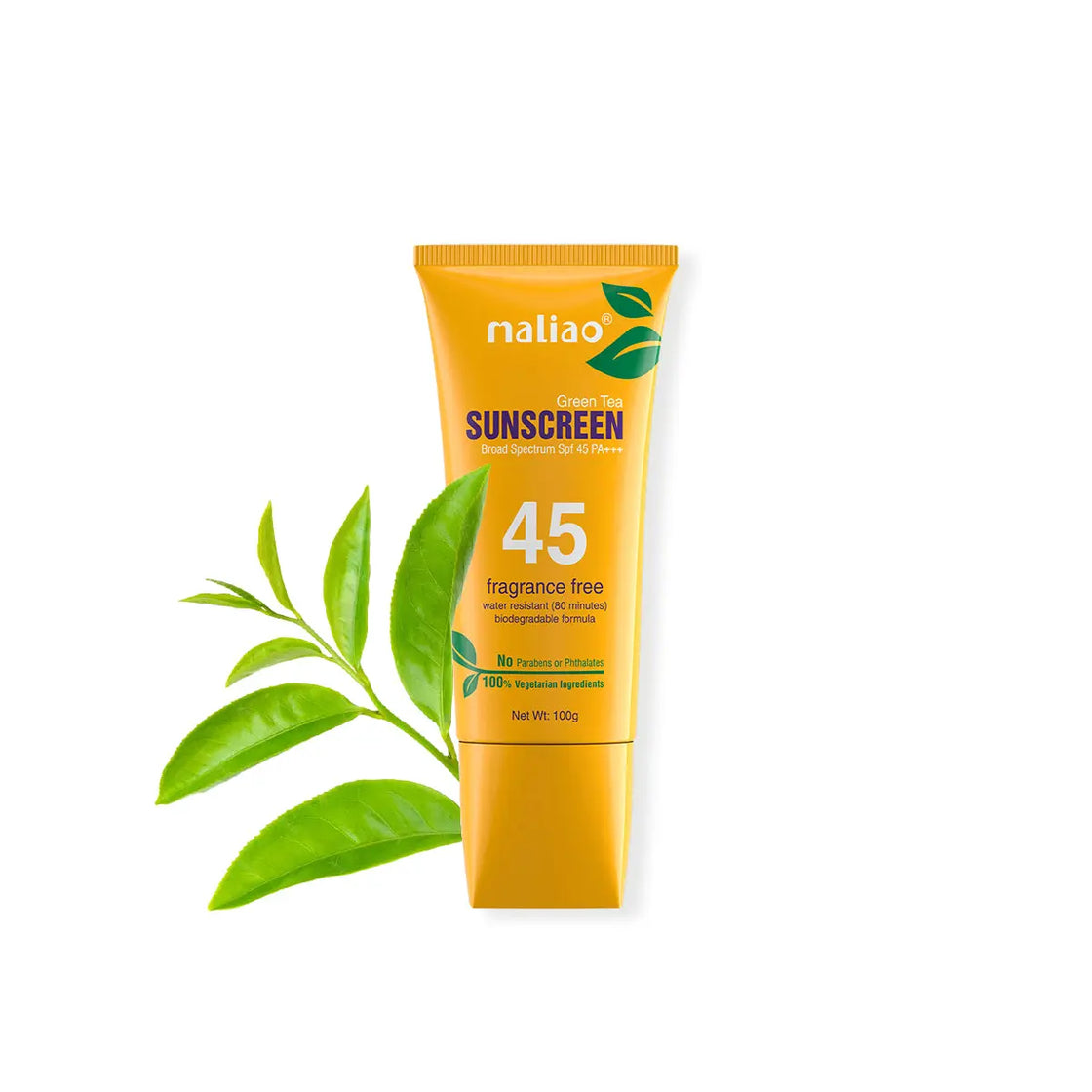 Maliao Green Tea SPF 45PA+++ Water-Resistant Sunscreen - UV Protection for Skin Care