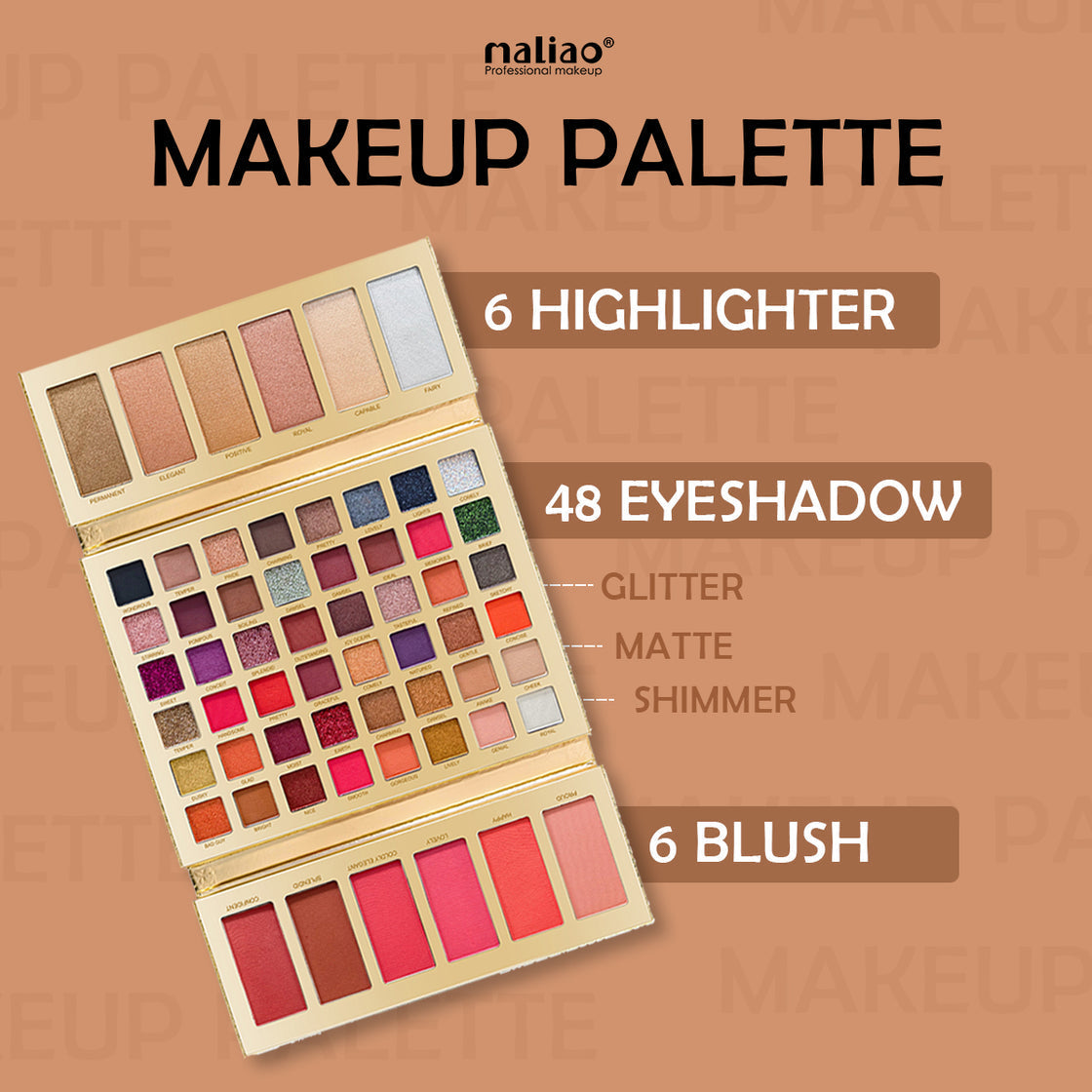 Maliao Professional 60 Color Makeup Eyeshadow Palette – Highly Pigmented, Long-Lasting, Easy to Blend Eyeshadow for Daily Use