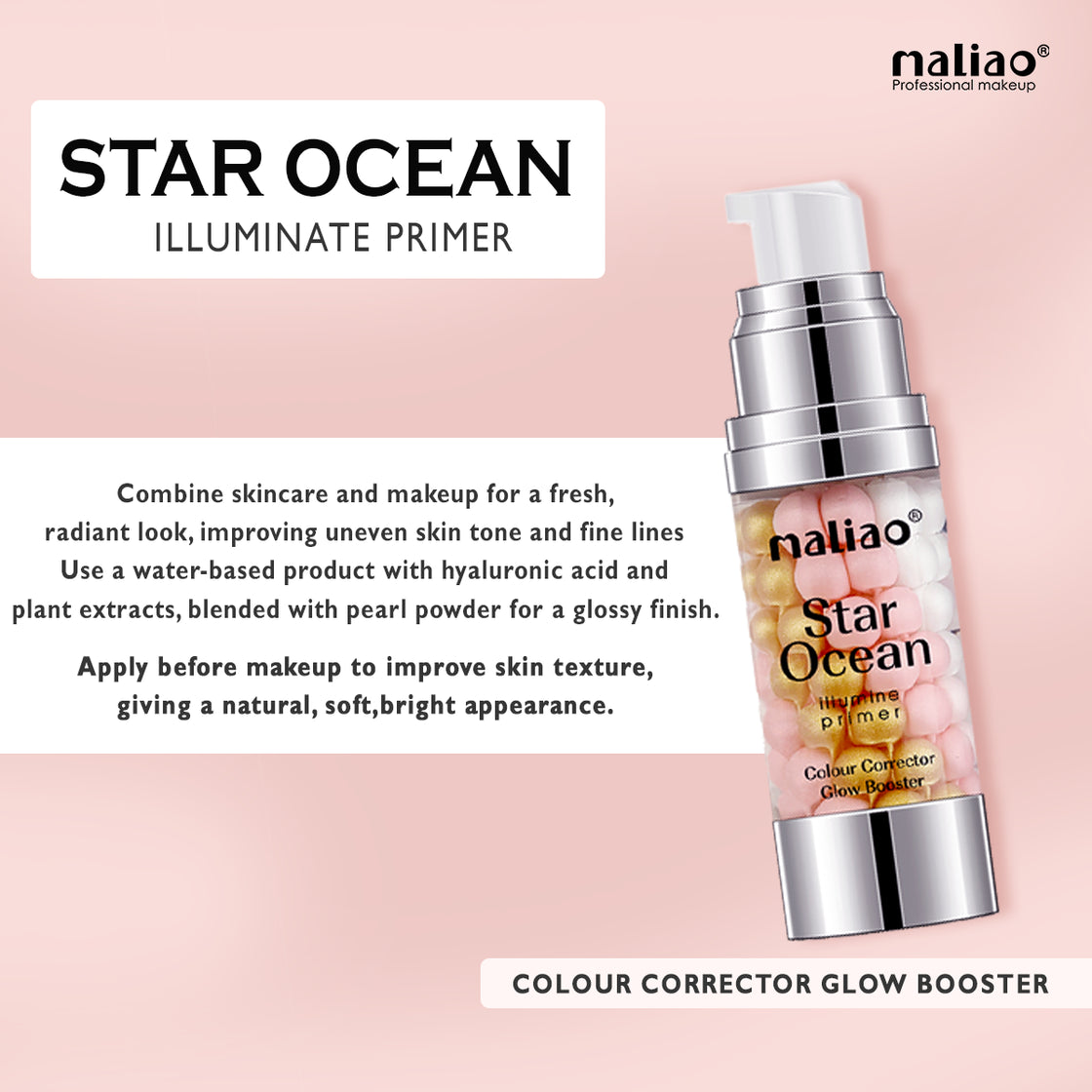 Maliao Star Ocean Illumine Primer - Colour Corrector & Glow Booster for Radiant Skin