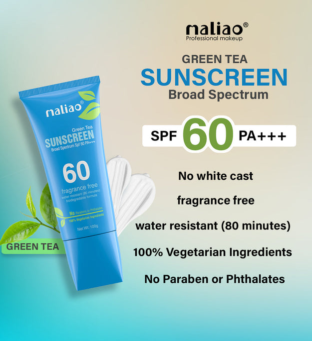 Maliao Green Tea Water Resistant Sunscreen - Broad Spectrum SPF 60 PA+++ 100g