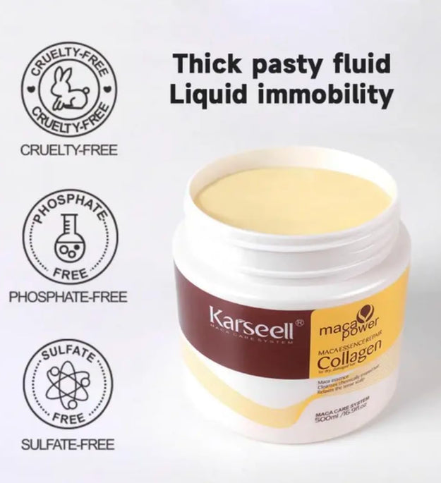 Karseell Collagen Hair Treatment Deep Repair Conditioning Argan Oil Collagen Hair Mask Essence for Dry Damaged Hair All Hair Types 16.90 oz 500ml