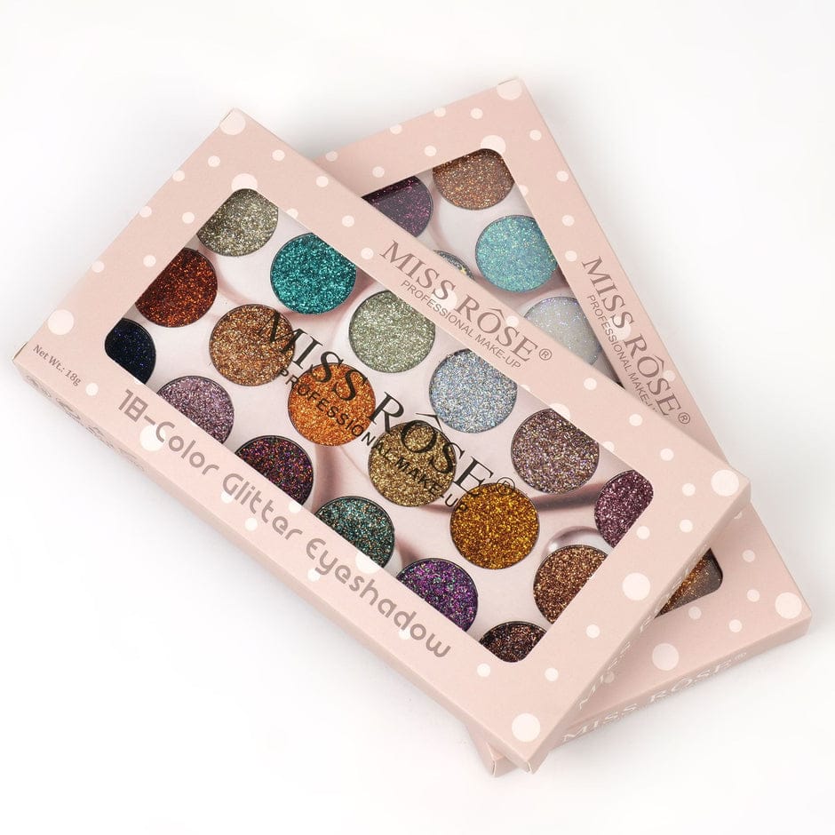 Miss Rose 18 Color Glitter Eyeshadow Palette