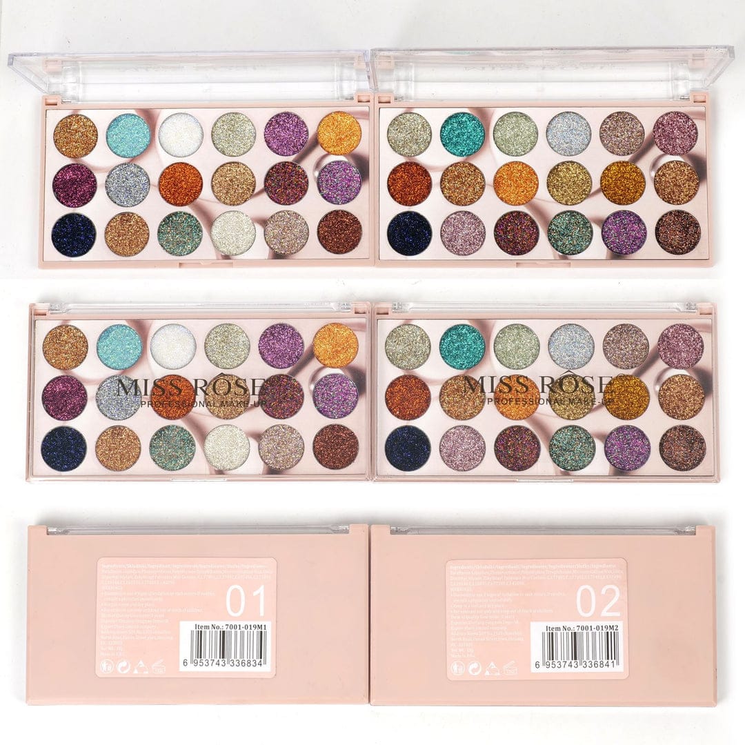 Miss Rose 18 Color Glitter Eyeshadow Palette