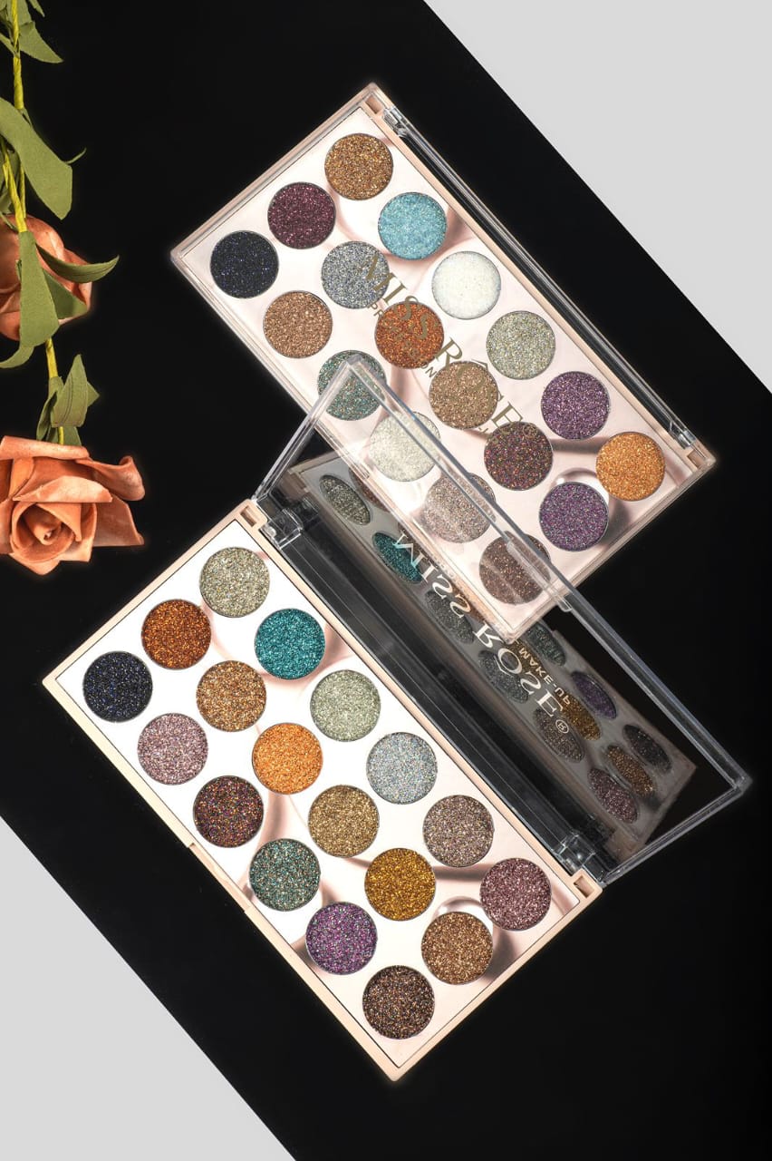 Miss Rose 18 Color Glitter Eyeshadow Palette
