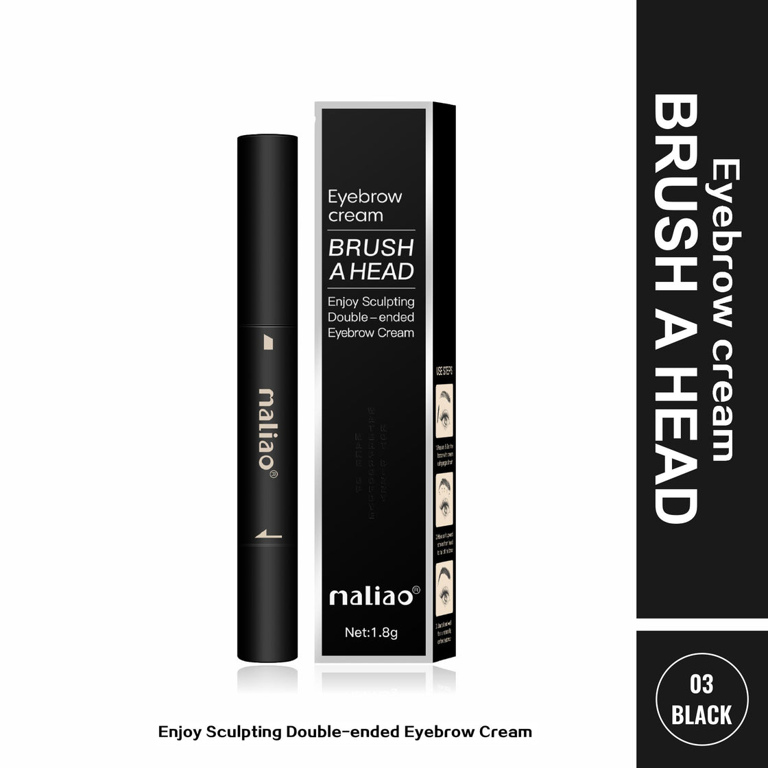 Maliao Double-Ended Eyebrow Cream Brush - Precision for Perfect Brows