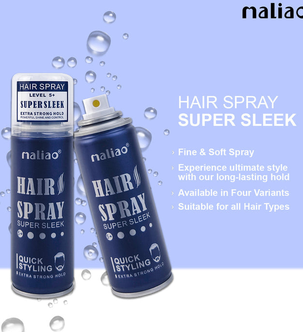 Maliao Hairspray Level 5+ – Super Sleek Extra Strong Hold with Powerful Shine and Control