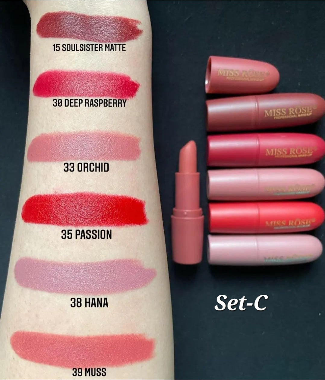 Miss Rose Bullet Matte Lipstick Set